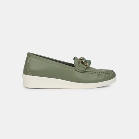 BATA COMFIT LIGHT GREEN LOAFERS FOR WOMEN